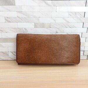 Brown‎ Leather Wallet Womens Clutch Purse Japanese Card Holder Travel JAPAN
